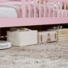 Twin Size Bed With Headboard Storage Rack, 2 Under Bed Drawers, 3 - Side Guardrails For Safety And Security - Pink - Image 22