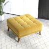 Addison - Square Upholstered Ottoman - Brown / Yellow - Image 2