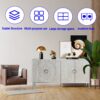 Modern Lacquered 4 Door Wooden Cabinet Sideboard Buffet Server Cabinet Storage Cabinet, For Living Room, Entryway, Hallway, Office, Kitchen And Dining Room - Champagne Silver - Image 5