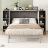 Full Size Murphy Bed With Shelves, Drawers And USB Ports - Gray - Image 12