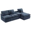 Cloud Sectional Sofa Upholstered Sofa Couch With Double-Layer Cushion And Side Pockets - Blue - Image 19