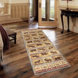 Nature's Nest - 2'7" X 7'3" Lodge Area Rug - Multi, Blue