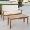 Peyton - Outdoor Loveseat And Coffee Table Set With Water Resistant Cushions - Teak - Image 6