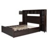Queen Size Bed With All In One Cabinet, Shelf And Sockets - Espresso - Image 2