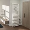 Shoe Cabinet With 3 Doors 2 Drawers With Hanger, PVC Door With Shape, Large Space For Storage - White - Image 5