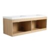 Original 60" Wall Mounted Bathroom Vanity With Double Resin Sink And Soft Closing Doors Plywood - Oak - Image 12