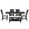Topmax - 6 Piece Wood Half Round Dining Table Set Kitchen Table Set With Long Bench And 4 Dining Chairs, Modern Style - Gray - Image 9