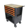 4 Drawers Multifunctional Tool Cart With Wheels And Wooden Top - Orange - Image 9