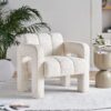 31.10" Wide Boucle Upholstered Accent Chair - Beige - Image 2