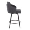 Dahlia - Contemporary Fixed Height Counter Stool With Round Footrest (Set of 2) - Matte Black / Gray / Chrome - Image 3