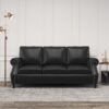 Contemporary 3 Seater Sofa With Nailhead Trim - Black - Image 6