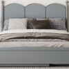 Queen Size Platform Bed With With 2 Big Drawers, Twin Long Size Trundle - Gray - Image 16