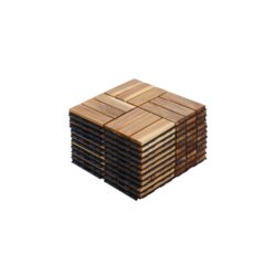 10 Piece Interlocking Deck Tiles Checker Pattern, Square Acacia Hardwood Outdoor Flooring For Patio, Bancony, Pool Side - Yellow