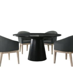 Jasper - 5 Piece Round Dining Table Set With Gray Chairs (Set of 5) - Ebony Black
