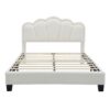 Full Size Upholstered Flower-Shape Bed, Elegant Flowers Headboard With LED Light Strip, Sherpa Fabric Platform Bed With Slats Support - White - Image 5