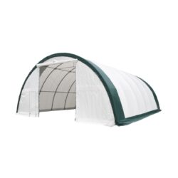 Single Truss Arch Storage Shelter PE - White / Green