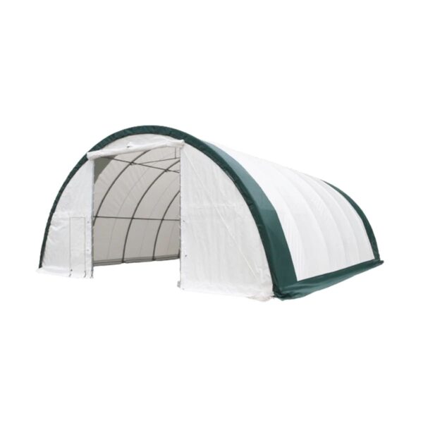 Single Truss Arch Storage Shelter PE - White / Green