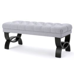Hilton - Ottoman Bench With Classic Button Tufting - Light Gray