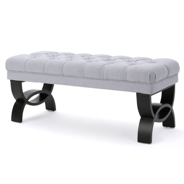 Hilton - Ottoman Bench With Classic Button Tufting - Light Gray