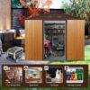 Outdoor Metal Storage Shed With Floor Base - Coffee - Image 3