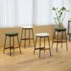Modern Bar Stools Comfortable & Stylish Counter Height And Bar Height Bar Stools, Soft Fabric Upholstered, Backless For Kitchen (Set of 2) - Green - Image 4