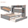 Queen Size Bed With All In One Cabinet, Shelf And Sockets, Twin Long Trundle - Gray - Image 11