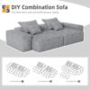 Modern Oversized Modular Sectional Sofa With 2 Chaise Lounge And 2 Armrest, Sparkling Chenille Fabric Soft Cushion Sofa With 4 Pillows, 4 Pieces Diy Combination Tufted Sofa, No Assembly Required - Gray - Image 13