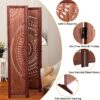 Panel Solid Wood Folding Room Divider - Brown - Image 14