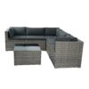 6 Pieces PE Rattan Sectional Outdoor Furniture Cushioned Sofa Set Wicker - Gray - Image 9