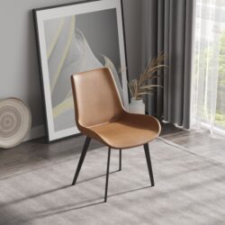 Modern Dining Chair Living Room Metal Leg Dining Chair (Set of 2) - Brown