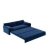 Queen Pull Out Sofa Bed, 3 In 1 Convertible Sleeper Sofa With Side Storage Multifunctional Velvet Loveseat Bed For Living Room - Blue - Image 11