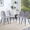 (Set of 4) Fabric Back And Metal Combined Spoon Chairs Perfectly Matching Minimalist And Scandinavian Style Homes - Gray / Black - Image 2