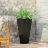 Outdoor Modern Cast Stone Planter - Black - Image 5