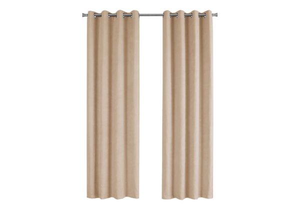2 Pieces Set, Curtain Panel, Room Darkening, Grommet, Micro Suede, Contemporary & Modern - Brown