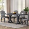 Devingo - Extendable Dining Table Rustic Style - Gray - Image 4