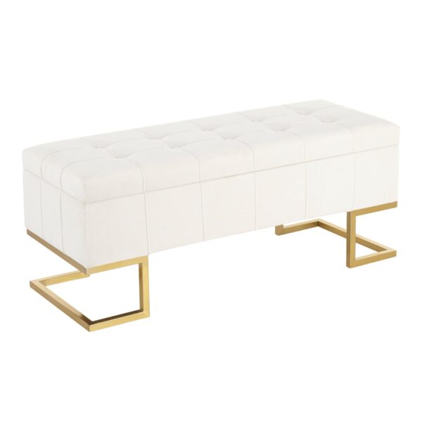 Midas - Contemporary / Glam Storage Bench - Gold / White