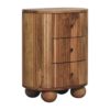 Soba - Ball 3 Drawer Bedside Table - Light Brown - Image 3