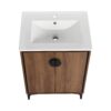 Modern 24'' Bathroom Vanity With Top Sink Storage Cabinet - Brown - Image 8