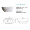 Solid Surface Matte Tub, Solid Surface Soaking Tub, Stone Resin Freestanding Bathtub, Thick Edge Stand Alone Tubs With Overflow, Pop-Up Drain (Oval) - Matte White - Image 7