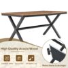 7 Pieces Patio Dining Set, All-Weather Outdoor Furniture Set With Dining Table And Chairs, Acacia Wood Tabletop, Metal Frame, For For Garden, Backyard, Balcony - Gray - Image 5
