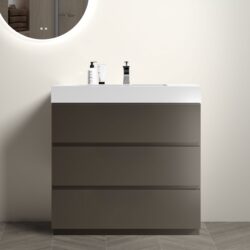 Alice - 36" Bathroom Vanity With Sink, Large Storage Freestanding Bathroom Vanity For Modern Bathroom, One-Piece Sink Basin Without Drain And Faucet - Gray / White