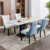 Nikki - Modern, High-End Tufted Solid Wood Contemporary And Velvet Upholstered Dining Chair With Wood Legs Nailhead Trim (Set of 2) - White / Light Blue - Image 17