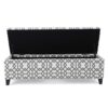 Quotient - Upholstered Storage Ottoman With Tapered Block Feet - Gray / White - Image 3