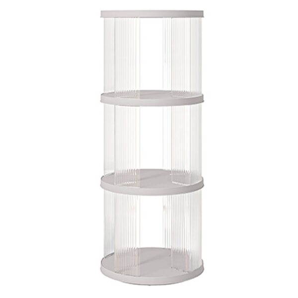 360° Rotating Bookshelf, Small Corner Bookcase, 3 Tier Floor Standing Organizer, Round - Cream White