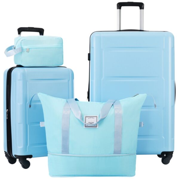 2 Piece Luggage Set With Bags Expanable Spinner Wheels ABS Lightweight Suitcase With Tsa Lock 20" / 28" - Light Blue