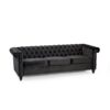 Chesterfield Style 3 Seater Sofa With Deep Button Tufting - Black - Image 2