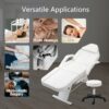 Massage Salon Tattoo Chair With Two Trays Esthetician Bed With Hydraulic Stool, Multi-Purpose 3-Section Facial Bed Table, Adjustable Beauty Barber Spa Beauty Equipment - White - Image 4