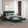 Dillon - Velvet Platform Bed Queen Size - Green - Image 7
