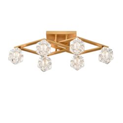 6 Light Crystal Ceiling Light For Dining Room, Modern Ceiling Lamp With Light Fixture For Entryway, Lobby, Kitchen, Bedroom, Living Room, Conference Room, (6*G9 Bulbs Included) - Gold
