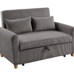 Justine - Corduroy Convertible Sleeper Loveseat - Brown